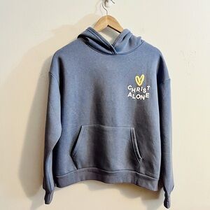 Seventh & Sunset Christ Alone Blue Hoodie with Yellow Heart